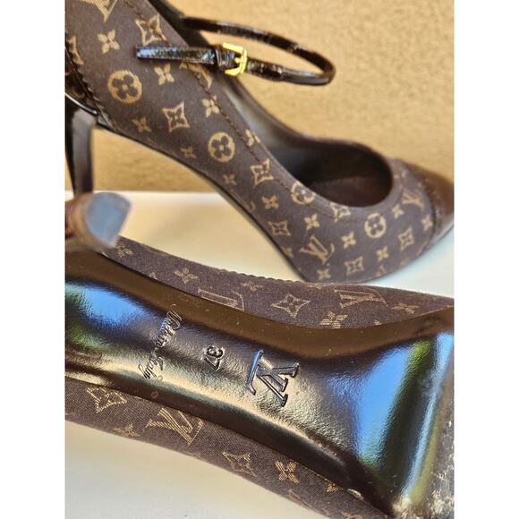 Louis Vuitton Brown LV Monogram Nylon Pumps 37 sz - Picture 14 of 15